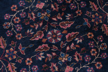 Load image into Gallery viewer, Vintage Handmade Persian Sarouk Style Wool Area Rug 94 x 120 Navy Floral Carpet
