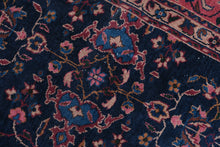Load image into Gallery viewer, Vintage Handmade Persian Sarouk Style Wool Area Rug 94 x 120 Navy Floral Carpet
