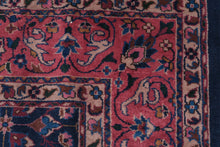 Load image into Gallery viewer, Vintage Handmade Persian Sarouk Style Wool Area Rug 94 x 120 Navy Floral Carpet
