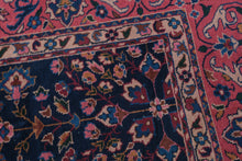 Load image into Gallery viewer, Vintage Handmade Persian Sarouk Style Wool Area Rug 94 x 120 Navy Floral Carpet
