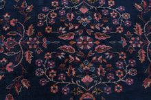 Load image into Gallery viewer, Vintage Handmade Persian Sarouk Style Wool Area Rug 94 x 120 Navy Floral Carpet
