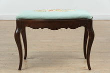 Load image into Gallery viewer, Floral Needlepoint Upholstered Bench with Cabriole Legs

