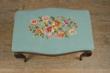 Load image into Gallery viewer, Floral Needlepoint Upholstered Bench with Cabriole Legs
