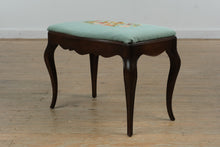 Load image into Gallery viewer, Floral Needlepoint Upholstered Bench with Cabriole Legs
