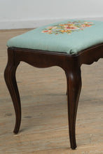 Load image into Gallery viewer, Floral Needlepoint Upholstered Bench with Cabriole Legs
