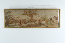 Load image into Gallery viewer, Framed Antique Style Needlepoint Tapestry Pastoral Scene Wall Art 55.5 x 19
