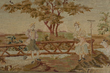 Load image into Gallery viewer, Framed Antique Style Needlepoint Tapestry Pastoral Scene Wall Art 55.5 x 19
