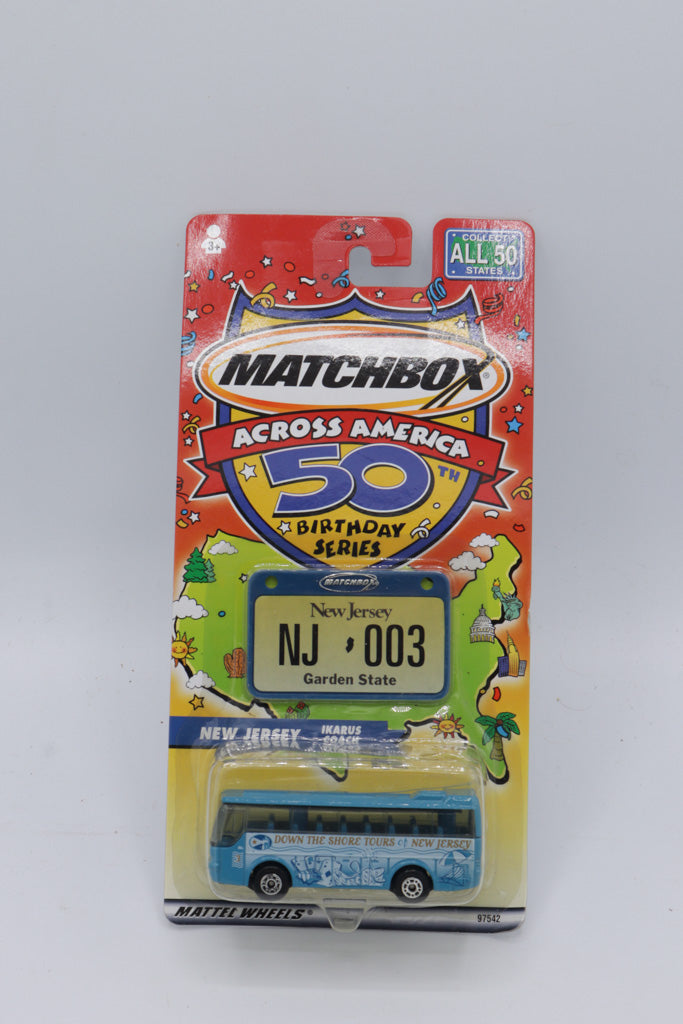 Matchbox Across America 50th Birthday Series New Jersey Ikarus Coach NJ 003 – Sealed (Mattel 97542)