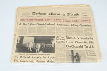 Load image into Gallery viewer, Original 1963 JFK Assassination Newspapers Durham Morning Herald Four Historic Issues
