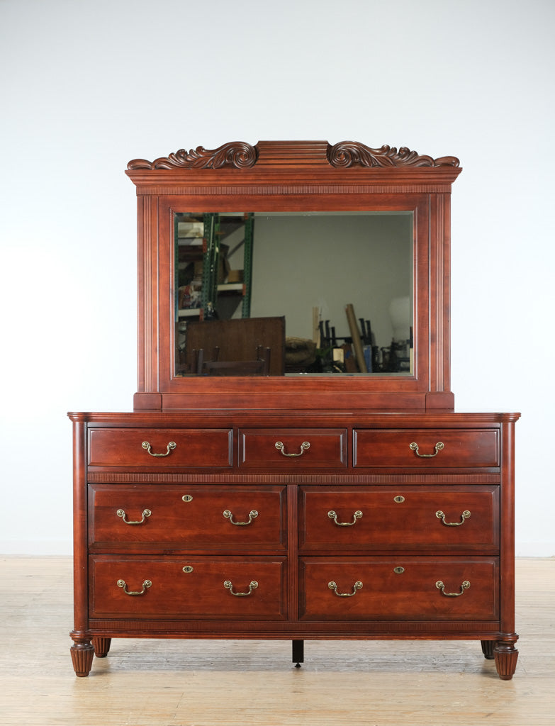 Newport Cabinet Solid Wood Dresser with Mirror