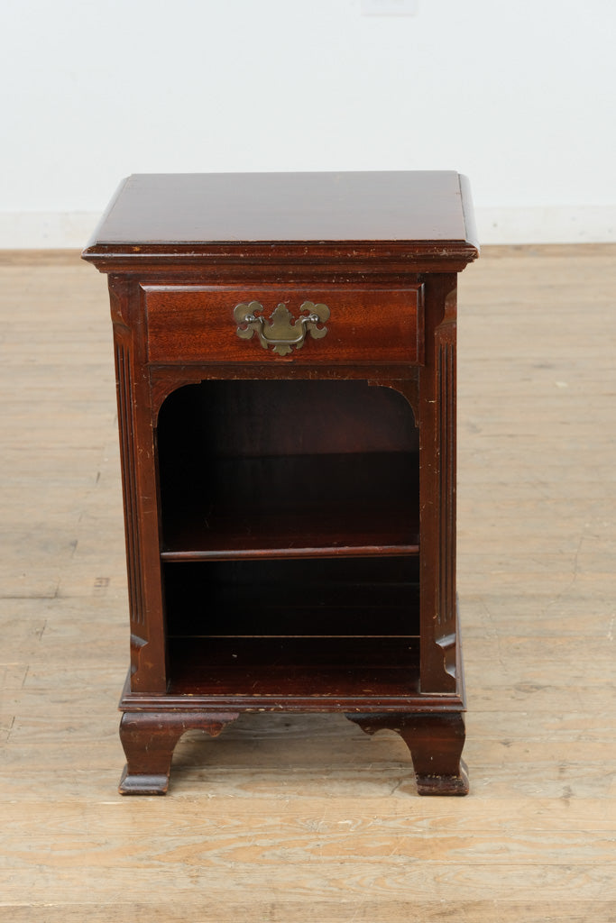 Vintage Mahogany Nightstand with Drawer & Interior Shelf – 28