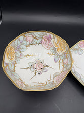 Load image into Gallery viewer, Antique Nippon Hand Painted Rose Berry Strainer Bowl Underplate Gold Trim Set
