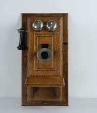 Load image into Gallery viewer, Antique Western Electric No. 1317 Type Magneto Wall Telephone – Oak Wood, Early 20th Century
