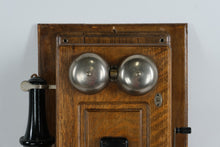 Load image into Gallery viewer, Antique Western Electric No. 1317 Type Magneto Wall Telephone – Oak Wood, Early 20th Century
