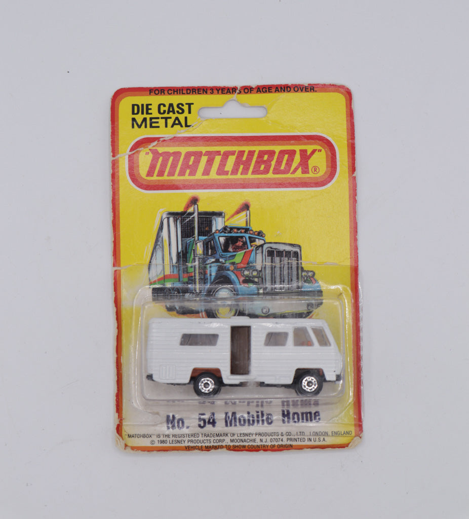 Matchbox No. 54 Mobile Home (1980 Lesney, Carded Diecast)