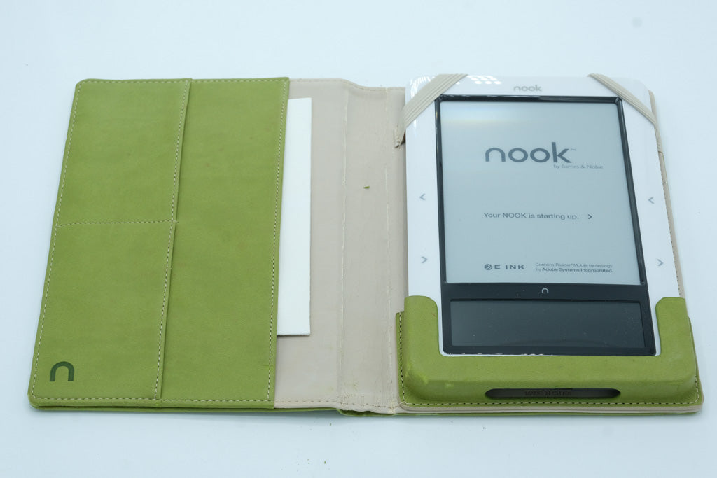 Barnes & Noble Nook 1st Edition eReader with Original Lime Green Case, Quick Start Guide & Power Cord – Tested Working