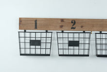 Load image into Gallery viewer, Rustic Wall Organizer Wood Metal Baskets Numbered Storage Rack Farmhouse
