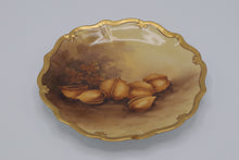 Load image into Gallery viewer, Hand Painted Porcelain Nut Plate with Gilded Scalloped Rim – Signed
