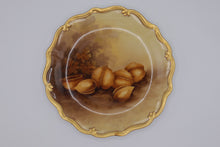 Load image into Gallery viewer, Hand Painted Porcelain Nut Plate with Gilded Scalloped Rim – Signed
