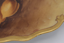Load image into Gallery viewer, Hand Painted Porcelain Nut Plate with Gilded Scalloped Rim – Signed
