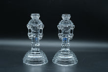 Load image into Gallery viewer, Princess House Holiday Treasures Nutcracker Candlesticks, Pair, 24% Lead Crystal, 8"
