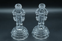 Load image into Gallery viewer, Princess House Holiday Treasures Nutcracker Candlesticks, Pair, 24% Lead Crystal, 8"
