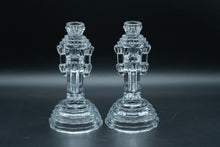 Load image into Gallery viewer, Princess House Holiday Treasures Nutcracker Candlesticks, Pair, 24% Lead Crystal, 8"
