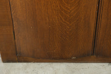 Load image into Gallery viewer, Vintage Oak Armoire Wardrobe Cabinet with Carved Crown and Double Doors
