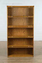 Load image into Gallery viewer, Oak Barrister Bookcase with Leaded Glass Top Door

