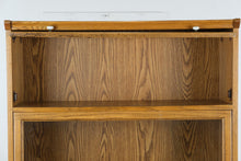 Load image into Gallery viewer, Oak Barrister Bookcase with Leaded Glass Top Door
