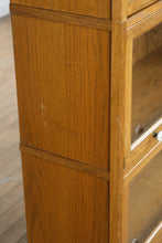 Load image into Gallery viewer, Oak Barrister Bookcase with Leaded Glass Top Door
