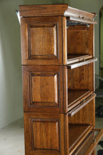 Load image into Gallery viewer, are 5 Stack Oak Barrister Bookcase with Leaded Glass Door and Globe Wernicke Style -#1- ONLINE ONLY
