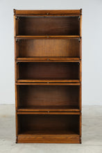 Load image into Gallery viewer, are 5 Stack Oak Barrister Bookcase with Leaded Glass Door and Globe Wernicke Style -#1- ONLINE ONLY
