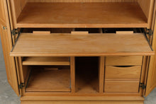 Load image into Gallery viewer, Solid Oak Computer Armoire Desk Cabinet with Pull Out Work Surface
