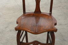 Load image into Gallery viewer, Antique Carved Wood Side Chair with Pierced Splat and Saddle Seat
