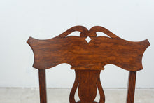 Load image into Gallery viewer, Antique Carved Wood Side Chair with Pierced Splat and Saddle Seat
