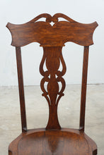 Load image into Gallery viewer, Antique Carved Wood Side Chair with Pierced Splat and Saddle Seat
