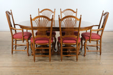 Load image into Gallery viewer, 🍽️ Carolina Oak Dining Set – Pedestal Table with Leaf &amp; 6 Chairs
