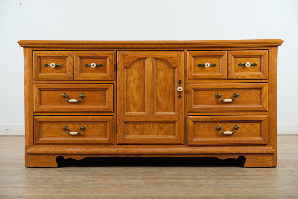 The Millstone Oak Dresser – Solid Wood – 9 Drawers + Center Cabinet