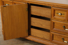 Load image into Gallery viewer, The Millstone Oak Dresser – Solid Wood – 9 Drawers + Center Cabinet
