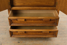 Load image into Gallery viewer, Vintage Oak Gentleman’s Chest Armoire with Carved Panel Doors and Drawers
