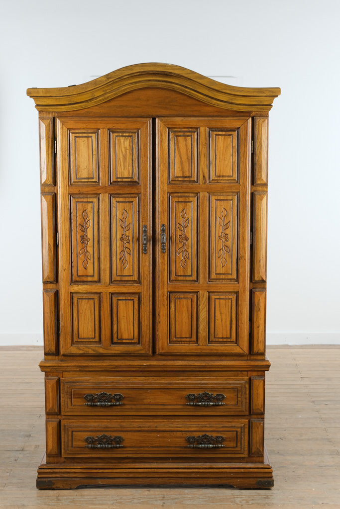 Solid Oak Gentleman’s Chest / Armoire – 40″ W x 17″ D x 74″ H