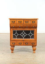 Load image into Gallery viewer, Oak Organizer Cabinet with Leaded Glass Door
