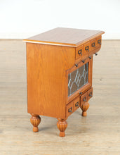 Load image into Gallery viewer, Oak Organizer Cabinet with Leaded Glass Door
