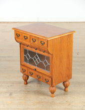 Load image into Gallery viewer, Oak Organizer Cabinet with Leaded Glass Door
