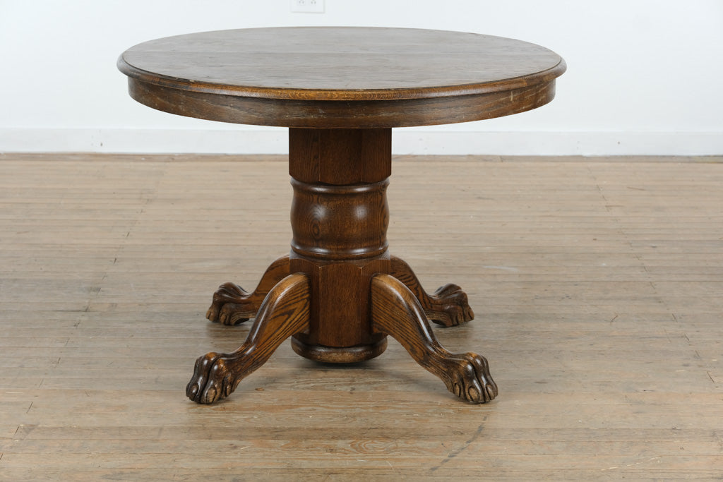 Solid Oak Pedestal Dining Table with Claw Feet – 42