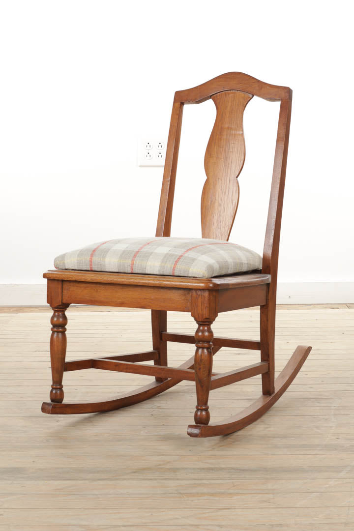 Oak Rocking Chair with Brand New Upholstery
