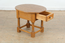 Load image into Gallery viewer, Solid Oak Oval End Table with Drawer Traditional Side Table
