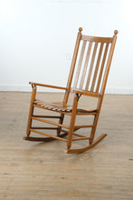 Load image into Gallery viewer, Oak Slat Seat Rocking Chair – Solid Wood Porch Rocker
