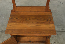 Load image into Gallery viewer, Antique Oak Washstand with Tall Mirror and Towel Rack
